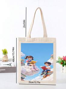 Borsa a tracolla in tela personalizzata con stampa grafica, borsa riutilizzabile alla moda unisex per la scuola