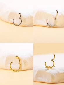 1pc Hight Segment Nose Ear Ring Septum Earrings Septum Ring 16G1.2MM Rod Thick Piercing Fashion Jewelry - Yellow Gold - View 7