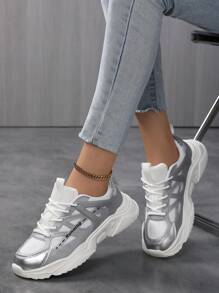 Skate Shoes! Women's Casual Sports Shoes, Lightweight Splicing Design, Webbing Shoelace Design, Light And Breathable, Anti-Skid And Wear-Resistant, Fashionable Versatile Walking Shoes