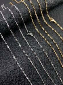 1/10/5pcs Stainless Steel Flattened Cross Chain With Lobster Clasp, DIY Jewelry Accessories - Multicolor - View 3