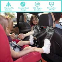 The Car Fan Is Suitable For The Rear Seat. It Is A Double - Headed USB Car Seat Fan With 3 - Speed Strong Wind And A 360° Rotatable Car Rear Headrest Fan. It Is An Air - Circulating Car Fan With An Adjustable Clip, Suitable For All Models.