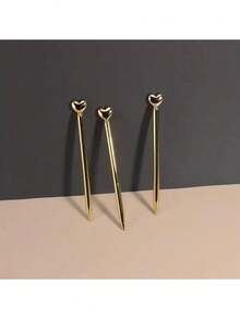 6支/10支/12支金色心形圆珠笔，黑色墨水 - 可爱创意精致书写工具，适用于学校用品、婚礼签名和礼品包装、校园系列返校笔，学生返校必备礼物