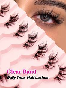 Waloshow 7 对半眼仿貂皮睫毛透明带状猫眼睫毛化妆半睫毛 - 眼尾拉長款 - 查看 14