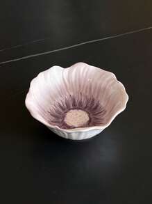 1pc Ins Style Floral Ceramic Plate, Asymmetrical Flower Pattern Glazed Plate, Household Dinner Plate, Dessert Plate, Cake Plate, Office Afternoon Tea Sweets Plate, Western Steak & Pasta Plate, Fruit Salad Plate, Flower Bowl, Rice Bowl