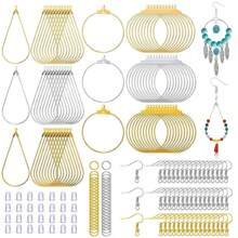 100/200PCS Earring Making Kit - Beading Hoop Finding, Open Hoops Bulk Wire For DIY Jewelry Craft Supplies - Teardrop And Round - Quantity - View 1