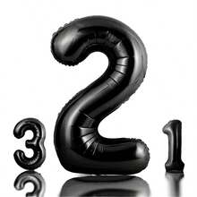 40 英寸黑色数字铝箔气球，大型聚酯数字气球，适用于生日派对装饰、结婚周年纪念活动装饰 - 黑色 - 查看 9