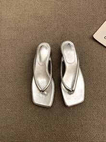 Women Flip-Flops - Silver - View 2