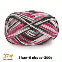 6 件/包多色渐变染色彩虹腈纶纱线、条纹针织材料纱线、钩针纱线、温暖柔软的纱线，适用于编织毛衣、围巾、袜子、手套、帽子、披肩和其他配饰 - 6團裝 - 查看 34