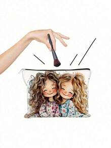 带有可爱小女孩图案的双面化妆包、旅行洗漱用品收纳袋、家用钱包铅笔袋、学校学生收纳袋文具袋、教师组织者礼物印花收纳袋、小女孩最喜欢的旅行包、礼物朋友家人女性和小女孩最喜欢的化妆品收纳袋、旅行旅行包杂物收纳袋、零钱化妆品眼镜收纳袋