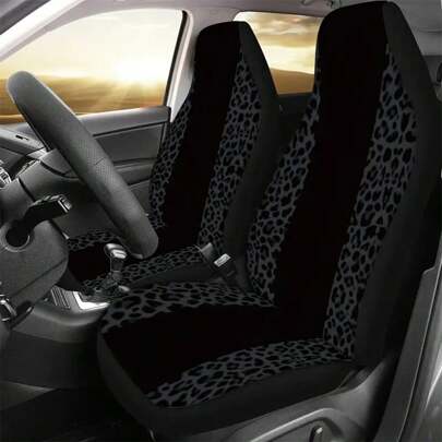 1pc Fashionable Leopard Print Patchwork Car Seat Cover, Universal Fit