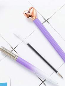 6支/10支/12支金色心形圆珠笔，黑色墨水 - 可爱创意精致书写工具，适用于学校用品、婚礼签名和礼品包装、校园系列返校笔，学生返校必备礼物