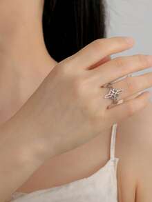TEAMER 1pc Stainless Steel Witch Knot Ring, Minimalist & Fashionable Unisex Band Ring, Commemorative Gift For Friends - Fashion Series - View 7