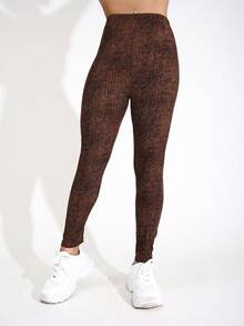 1 Pack Women's Casual High Elasticity Solid Color Leggings, Soft & Comfortable, Suitable For Home, Exercise, Shaping, Stretching, Lifting Buttocks, Outdoor Activities, Walking, Shopping, Fitness, Running, Work Commute, Street Events, Parties, Autumn/Winter - Multicolor - View 6