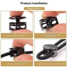 5件/10件可调节金属弹簧按扣 - 圆形绳扣，适用于夹克/连帽衫/裤子 - 彩色 - 查看 6