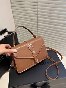 2025新款韩版箭头装饰真皮手提包时尚托特包单肩包ins纯色迷你方包