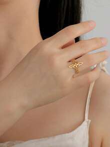 TEAMER 1pc Stainless Steel Witch Knot Ring, Minimalist & Fashionable Unisex Band Ring, Commemorative Gift For Friends - Fashion Series - View 8