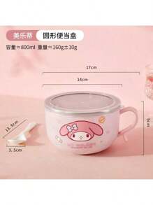 Sanrio 1 stuk levendige Hello Kitty-kom | Sanrio Hello Kitty 304 roestvrijstalen ramenkom - schattige grote instant noedel-, fruitsalade-, rijst- en soepkom - roze, handmatige opening, handwas aanbevolen - ideaal voor school, kamperen in de buitenlucht, kantoor, thuis, noedelkom, schoolbenodigdheden