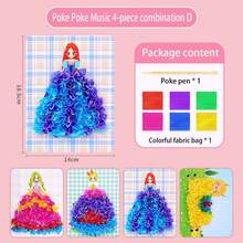 4件儿童手戳公主装扮女孩创意手工贴纸书贴画DIY益智玩具，适合儿童创意手工绘画