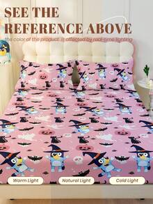 Bluey 1 件  床笠、卡通床上用品、床垫保护套、床罩、舒适家纺、亲肤、床单套件、粉色、可爱、透气、抗起球床垫保护套、柔软亲肤、适用于单人床、双人床、双人床、大号床和特大号床、适合所有季节、可机洗、防尘床罩 - 粉色 - 查看 8