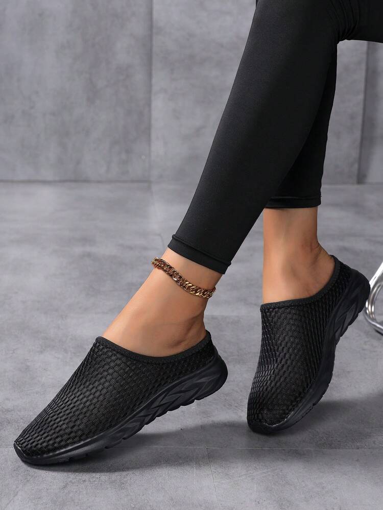 2026 Spring/Summer New Soft Bottom Casual Women Shoes, Ladies Mesh Hollow Breathable Slippers, Ladies Outdoor Walking Mules, Ladies Plus Size Open Toe Mules, Ladies Summer Slip-On Backless Sandals, Ladies All Black Walking Shoes, Pure Black Mesh Casual Shoes, Ladies Black Casual Mules, Ladies Casual Shoes, Ladies Mesh Breathable Walking Shoes, Women Flat Shoes, Ladies Black Slip-On Shoes, Unisex Black Slippers, Men Casual Shoes, Men Walking Shoes, Men Slip-On Shoes, Men Mules - Black - View 2