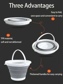 1-6件套多功能折叠水桶+折叠勺套装，便携式户外旅行/宿舍浴室两用/洗衣清洁桶；钓鱼、洗车、宠物洗澡必备；节省空间的家用收纳工具，多种颜色可选