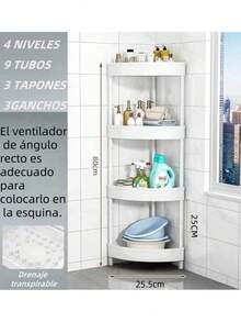 Estante Esquinero Triangular de 4 Niveles – Ahorra Espacio, Ideal para Baños, Cocinas y Sala, 80 cm de Alto x 18 cm de Lado, Plástico - Negro - Ver 4