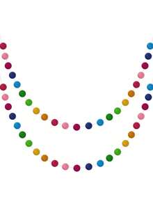 Felt Ball Garland Colourful Pom Pom Garland Handmade Felt Ball Garland For Wall Christmas Tree Decoration (Rainbow) - Multicolor - View 2
