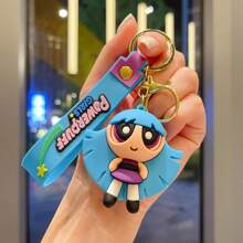 Warner Bros Portachiavi a forma di girl con powerpuff - Anello elegante per chiavi d'auto, zaino, portafoglio - Regalo per PDG, fans, cartoni animati - Collezionabile per uso quotidiano e Occa speciale