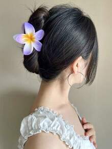 3个/1个女士8厘米/3.15英寸芙蓉花造型塑料发夹，蓝色/橙色/紫色，轻巧，适合日常、休闲、派对、通勤、海滩、扎马尾、盘发、洗脸、化妆等场合，是秋季、冬季和夏季的理想配饰。 - 彩色 - 查看 6