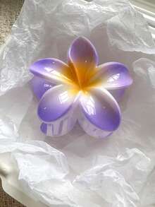 3个/1个女士8厘米/3.15英寸芙蓉花造型塑料发夹，蓝色/橙色/紫色，轻巧，适合日常、休闲、派对、通勤、海滩、扎马尾、盘发、洗脸、化妆等场合，是秋季、冬季和夏季的理想配饰。 - 彩色 - 查看 7