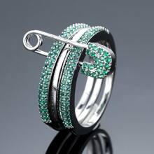 Chic Ring Multi Layer + Pin Design Paved Shining Zirconia Just Pick A Color U Prefer Match Daily Outfits Party Accessory