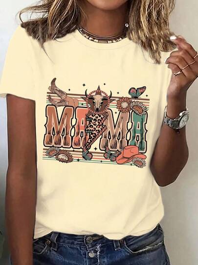 大码女式夏季牛仔靴，骷髅头、闪电豹纹、向日葵、蝴蝶和牛仔帽图案T恤，休闲舒适日常穿着，户外上衣，教师套装，返校季，校服，万圣节服装，大码服装，大码上衣