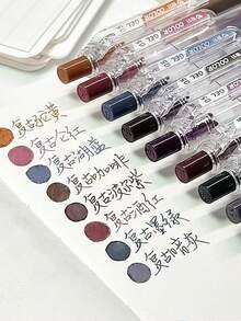 Languo A Set Of 9-Color Large-Capacity Colored Gel Pens, Multi-Color Non-Transparent Doodle Pens, Simple And Cute Ins Style Morandi Color Multi-Color Candy Color Planner Pens, Student Art Character Comic Drawing Note-Taking Colored Pens,For School Supplies,Back To School