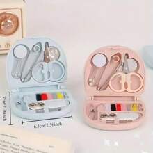 Scandinavian Style Mini Sewing Kit - Portable And Lightweight, With Tools Including Scissors, Needles, And Pins - Perfect For Home, Travel, And Hotel Use - Available In Light Blue Or Pink, Sewing Supplies Accessories