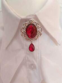 1pc Versatile European And American Style Brooch Pin - Golden Alloy Flower Design With Simulated Gemstone Chain Tassel, Can Be Used As A Brooch Or As A Tie Pin For Neckline Decoration,School - Multicolor - View 27