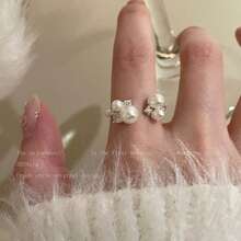 Free Shipping Pearl Zirconia Open Ring Silver Ladies Summer 2025 New Arrival Lightweight And Elegant High Class Index Finger Pinky Ring Design Metal Allergy Unique Korean Simple Elegant Ring Fashionable Accessory Jewelry Gift Present Delicate - Silver - View 14