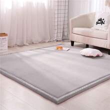 Japanese Tatami Rug, Coral Velvet Area Rug, Baby Mat For Floor Play, 3CM Thick Crawling Rugs, Padded Foam Rug For Kids Playroom, Playpen, Nursery, Living Room, Yoga Mat, New Year Christmas Dorm And Home Decor - Light Grey - View 1