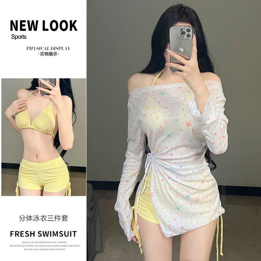 Swim Gear Sets - Rose Red [three-piece Set] - View 1