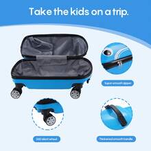 WWUIUIWW 20 Inch Cartoon Car Design Hard Shell Luggage Compartment - ABS+PC Shell, Universal Wheels And Iron Aluminum Pull Rod, 88.18 Pound Load-Bearing, Children's Travel Equipment - Blue - View 7
