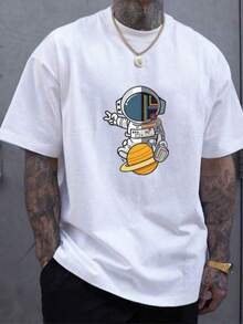 Playera de Hombre con estampado de "Cosmic Chill" - Blanco - Ver 1