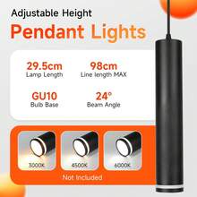 CANMEIJIA 85-265V GU10 吊灯,黑色复古圆柱线吊灯,适用于家居装饰、吸顶灯、客厅、卧室、厨房、商店、橱窗、餐厅、酒吧、沙龙、展览馆、阅览室、咖啡厅、酒店、服装店、走廊、门厅 - GU10圓筒吊燈附圈款 - 查看 6