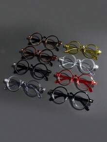 1 件男士时尚眼镜，新款圆框铆钉拼色休闲百搭轻便经典百搭风格，适合上网、办公、电脑、电话、读书、游戏 - 無色 - 查看 9