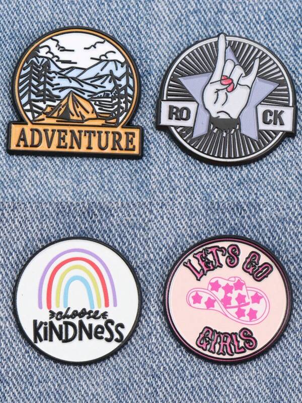 1/4 piezas Broche de esmalte con forma geométrica, insignia de moda creativa de dibujos animados, accesorio para bolso, decoración de joyería, pequeño regalo