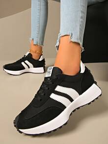 复古厚底运动鞋，加厚鞋面，适合跑步，女鞋 - 黑色 - 查看 2