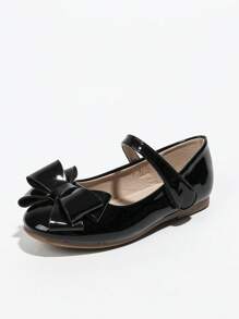 Lovely Girls' Bow Decor Flat Fashion Baby Shoes - Black - View 5