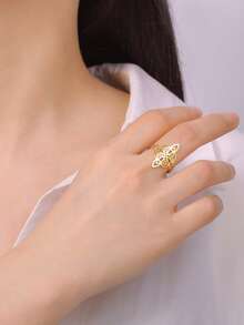 TEAMER 1pc Vintage Stainless Steel Multi-Layer Witch Knot Adjustable Ring, Unisex Fashion Lucky Commemorative Gift For Friends - Simple Series - View 6