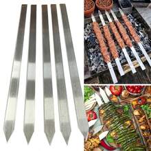60cm Wide Stainless Steel Flat Barbecue Skewers Without Wooden Handle, Heavy Duty Kebab Skewers For Turkish, Brazilian, European Grill, Outdoor Cooking, Camping, Durable