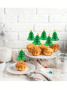 12/24pcs Christmas Tree Shaped Cake Decorations, Cocktail Stirrers, Dessert Fruit Picks, Suitable For Party Decor And Holiday Atmosphere - Multicolor - View 9