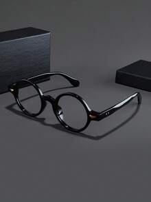 1 件男士时尚眼镜，新款圆框铆钉拼色休闲百搭轻便经典百搭风格，适合上网、办公、电脑、电话、读书、游戏 - 無色 - 查看 15