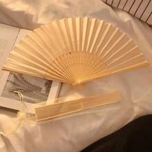 8/3/1pc Silk Folding Fans, Plain Decorative Fabric Fans, Wedding Gift Bamboo Fans, DIY Desktop Hanging Decor, 2 Styles Random